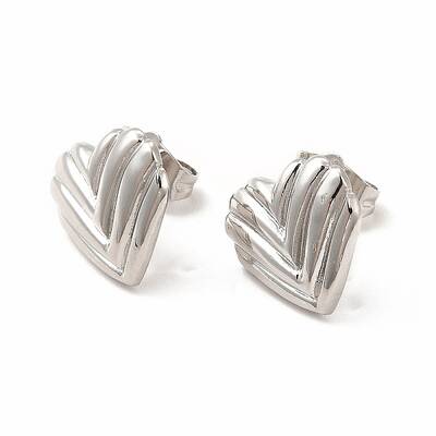 Heart Rack Plating Brass Stud Earrings for Women