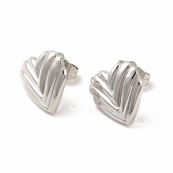 Heart Rack Plating Brass Stud Earrings for Women
