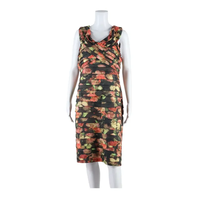 PHASE EIGHT Womens Pencil Dress Brown Floral Sleeveless Midi L