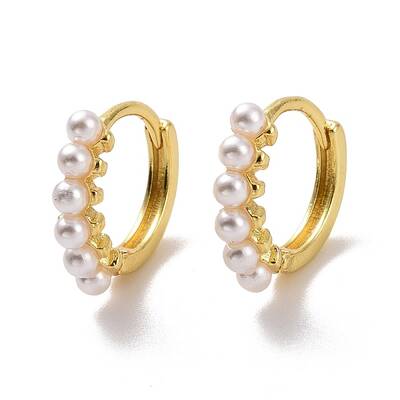 Plastic Pearl Beaded Hoop Earrings