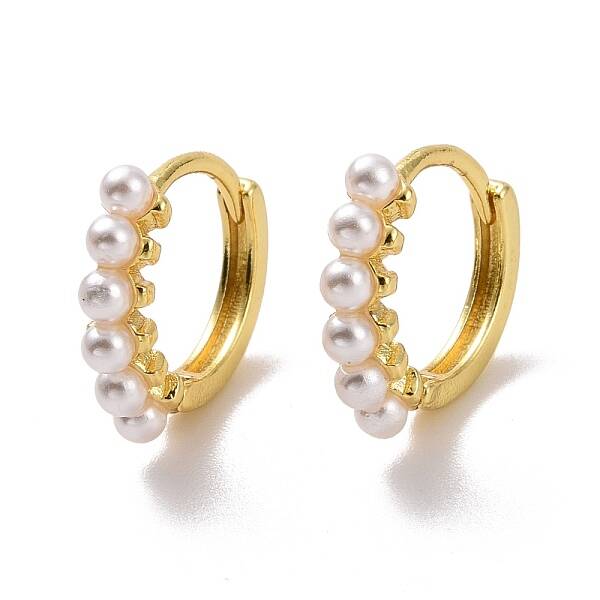 Plastic Pearl Beaded Hoop Earrings