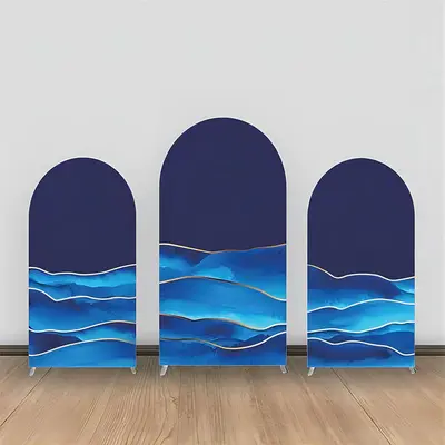 Blue Gold Marble Texture Party Arch Backdrop Kit - Aperturee