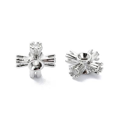Rack Plating Brass Micro Pave Clear Cubic Zirconia Beads