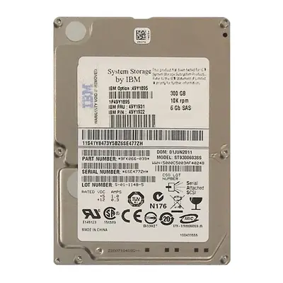 49Y1895 IBM 300GB 6Gb/s SAS 10000 2.5-Inch Hard Drive