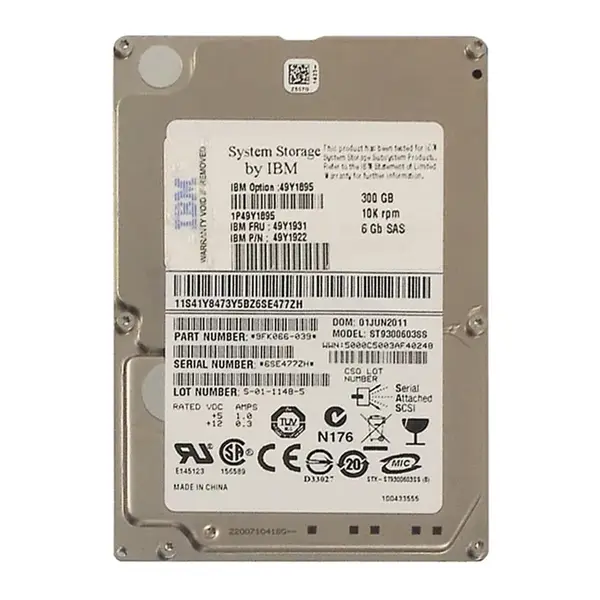 49Y1895 IBM 300GB 6Gb/s SAS 10000 2.5-Inch Hard Drive