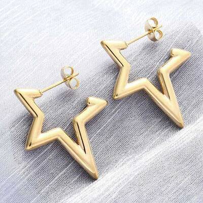 304 Stainless Steel Star Stud Earrings