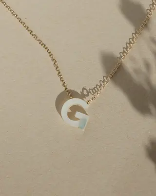 Dawn Initial Necklace | Metal Color: Solid 14K Gold | Style: G
