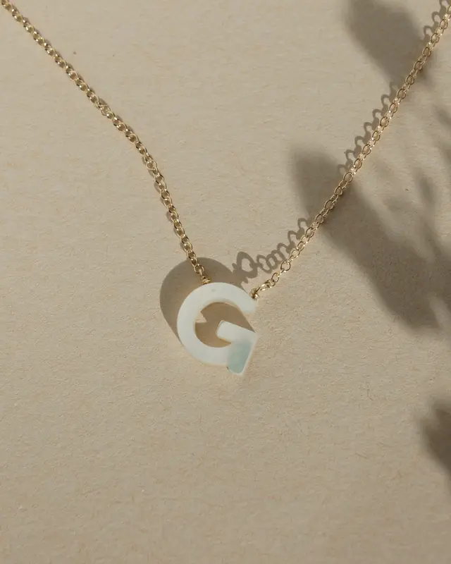 Dawn Initial Necklace | Metal Color: Solid 14K Gold | Style: G