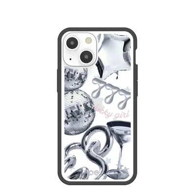 Clear Cosmic Luck iPhone 13 Mini Case With Black Ridge