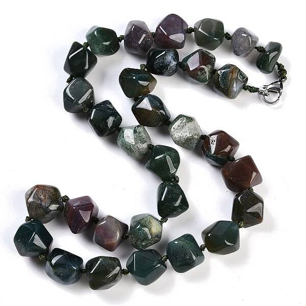 Natural Indian Agate Nuggets Beaded Necklaces for Women Men