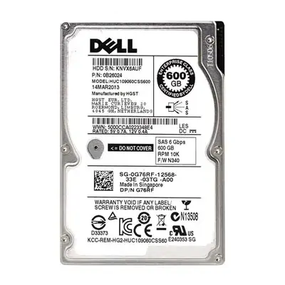 G76RF Dell 600GB 6Gb/s SAS 10000 2.5-Inch Hard Drive