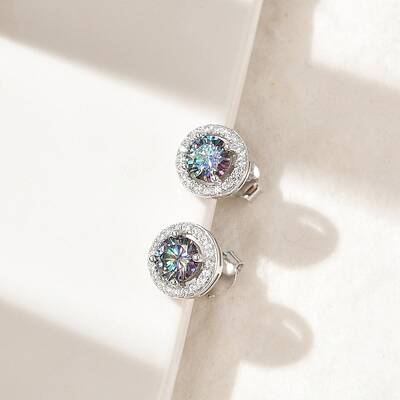 925 Sterling Silver Micro Pave Clear Cubic Zirconia Stud Earrings
