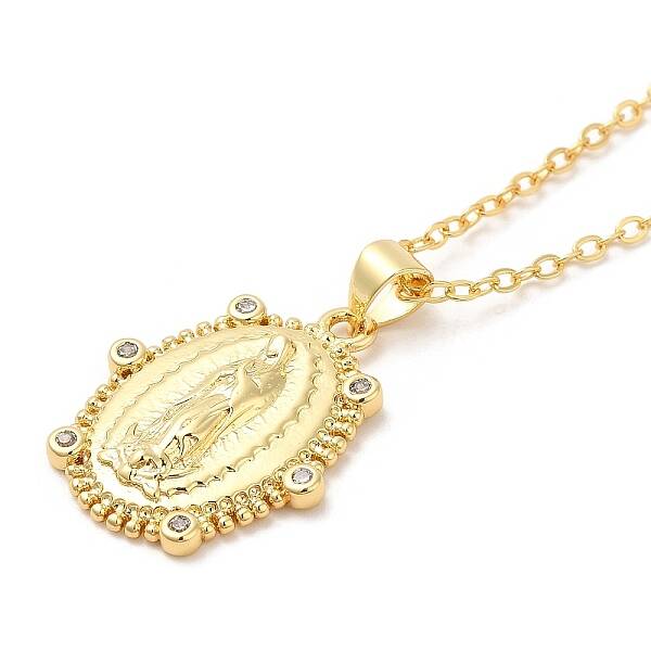 Brass Micro Pave Cubic Zirconia Pendants Necklace