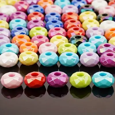 10pcs/30pcs/50pcs Acrylic Large Hole Mabei Cut Surface Beaded DIY Mobile Phone Chain Hair Accessories Necklace Car Hanging Ma...