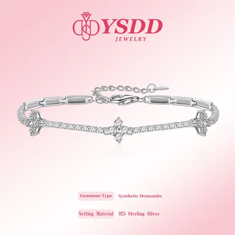 【#316 Lucky Clover】2.5CT Timeless Clover Synthetic Moissanite Bracelet in 925 Sterling Silver form Daily/Special Ocassion...