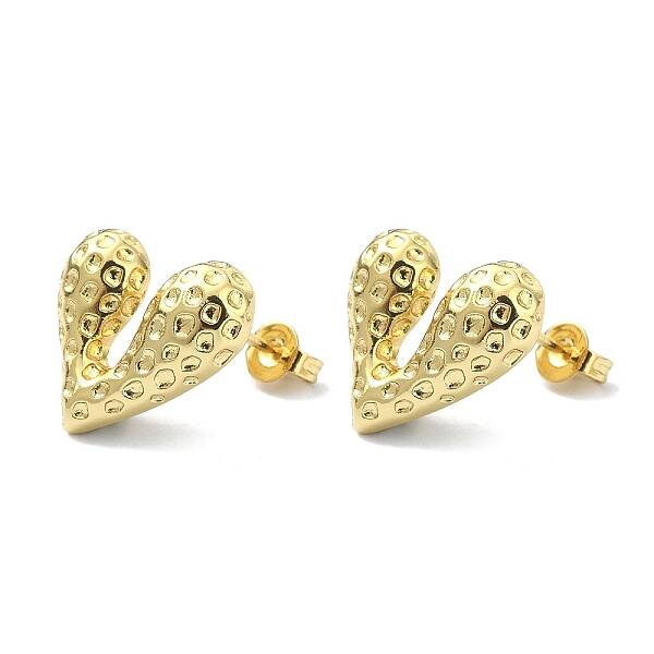 Rack Plating Brass Heart Stud Earrings for Valentine's Day