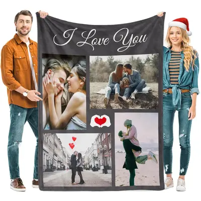 Couples Gifts Custom Blankets with Photos and Text Multiple Colors Sizes Soft Flannel Blankets Valentines Day Gifts