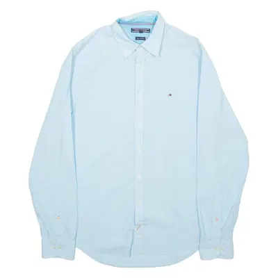 TOMMY HILFIGER New York Fit Mens Shirt Blue Striped Long Sleeve M
