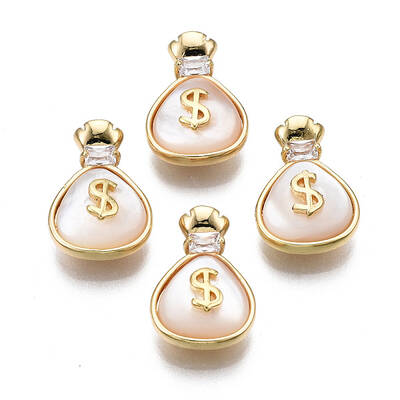Brass Micro Pave Clear Cubic Zirconia Charms