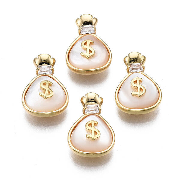 Brass Micro Pave Clear Cubic Zirconia Charms