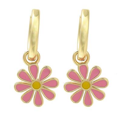 Rack Plating Flower Brass Hoop Earrings