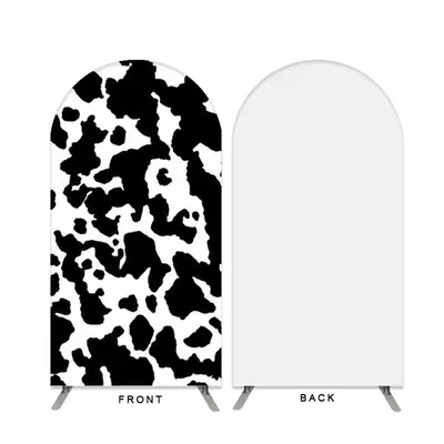 Aperturee Black And White Cow Pattern Birthday Double Sided Arch Backdrop