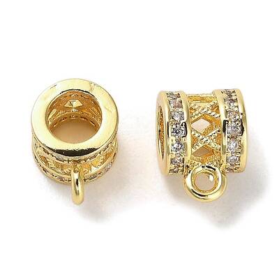 Brass Micro Pave Cubic Zirconia Tube Bails