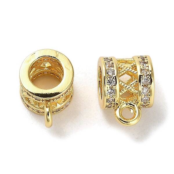 Brass Micro Pave Cubic Zirconia Tube Bails