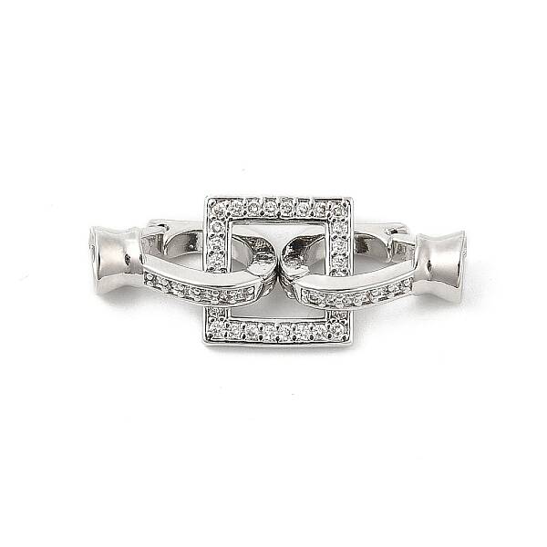 Brass Micro Pave Clear Cubic Zirconia Fold Over Clasps