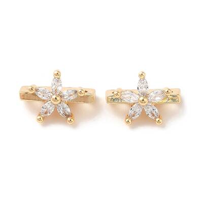 Brass Micro Pave Clear Cubic Zirconia Slide Charms