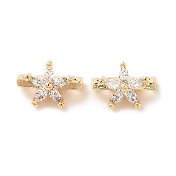Brass Micro Pave Clear Cubic Zirconia Slide Charms