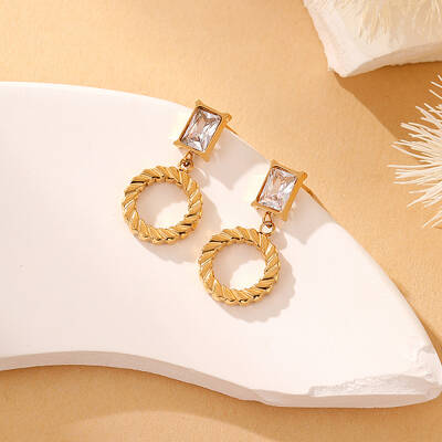 Twisted Circle Dangle Stud Earrings