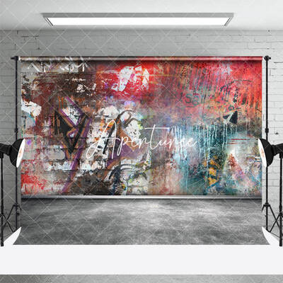 Messy Street Brick Graffiti Wall Backdrop Fot Photo - Aperturee