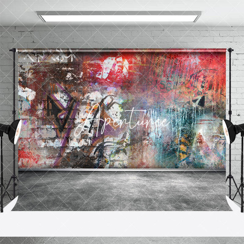 Messy Street Brick Graffiti Wall Backdrop Fot Photo - Aperturee