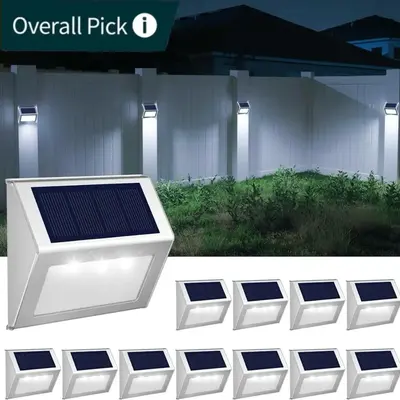 【2024 Overall Pick】Outdoor Fence Lights, Solar Powered Deck Lights Waterproof Stairs Light Stainless Steel Security Wall ...