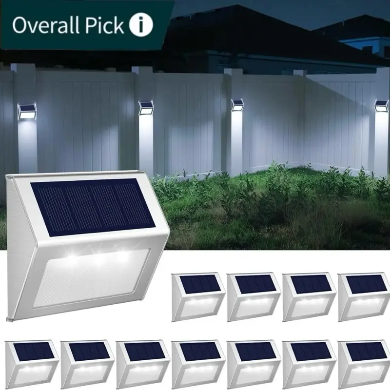 【2024 Overall Pick】Outdoor Fence Lights, Solar Powered Deck Lights Waterproof Stairs Light Stainless Steel Security Wall ...