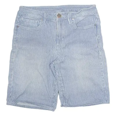 7 Womens Denim Shorts Blue Striped UK 8 W30