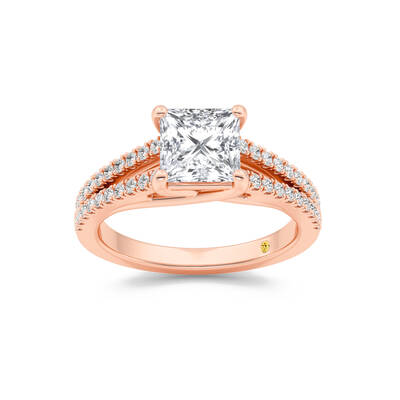 Nyx Split Shank Trellis Pavé Princess Cut Lab Grown Diamond Engagement Ring | 18K Rose Gold 2 1/3 CT. TW.