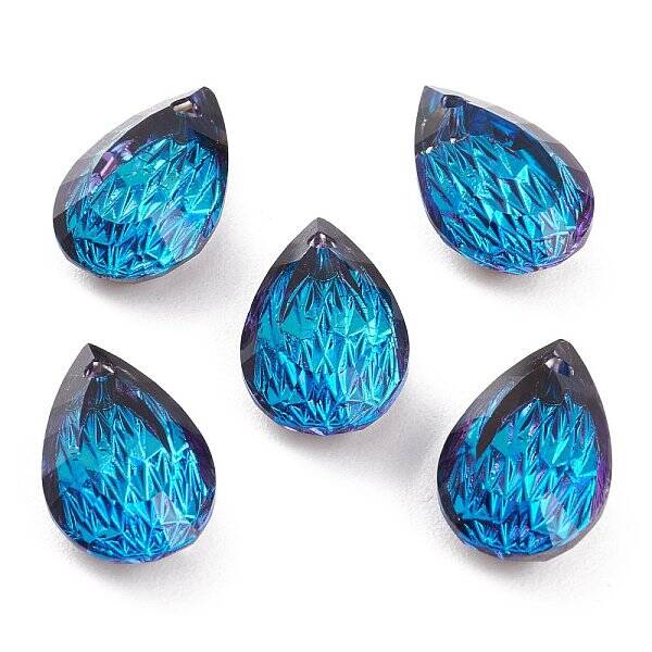 Embossed Glass Rhinestone Pendants