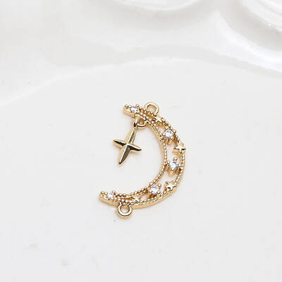 Brass Micro Pave Clear Cubic Zirconia Connector Charms