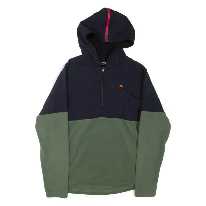 ELLESSE Mens Pullover Jacket Green Hooded Colourblock L