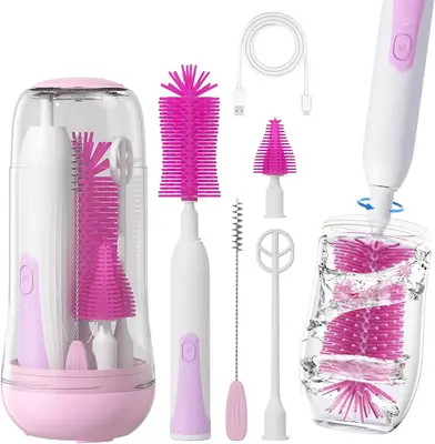 Electric Bottle Cleaning Brush, Baby Bottle Brush Cleaner Water Bottle Cleaning Kit, Nipple Brush Pacifier Cleaner Straw Clea...