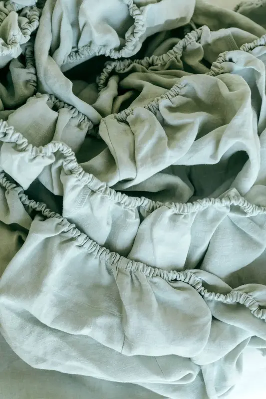 Linen fitted sheet in Sage Green | Size: US Twin XL