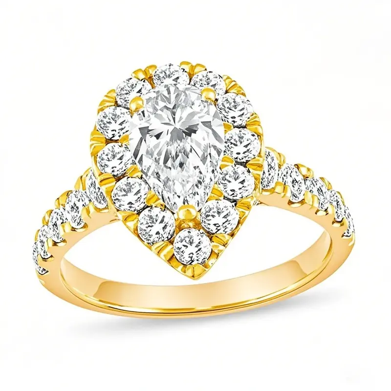 14K Gold 1.5 to 4 CT.T.W. Pear Cut Lab Created Diamond Custom Engagement Ring D VVS1-VS1 IGI Certified