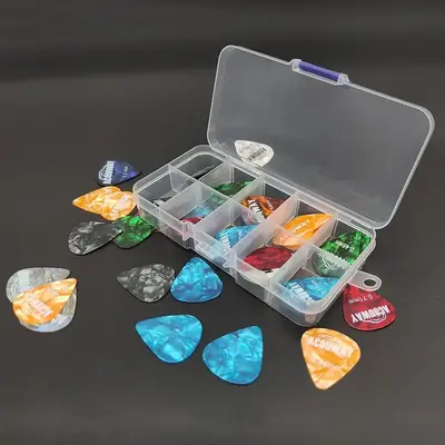Multicolor Guitar Picks with Storage Box, 30pcs/set Durable Guitar Picks with Storage Case, Guitar Accessories, Christmas Gif...
