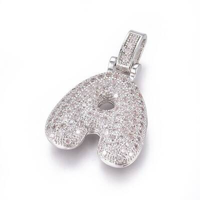 Platinum Plated Brass Micro Pave Cubic Zirconia Pendants