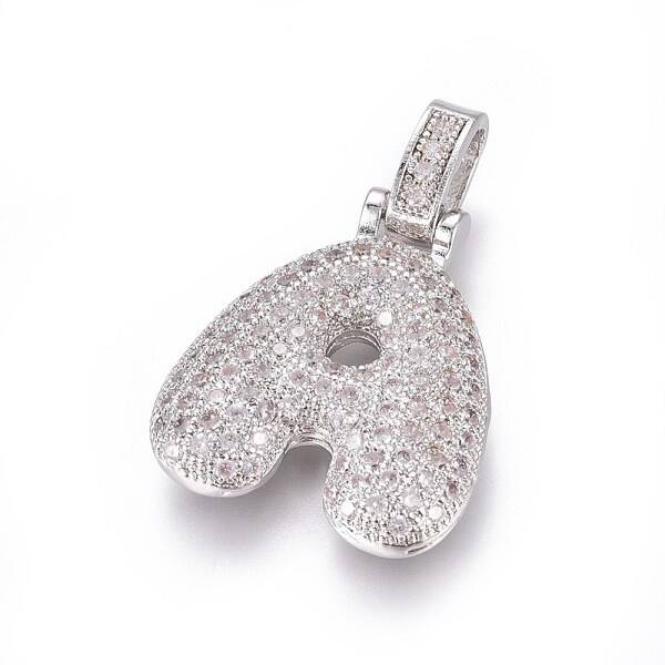 Platinum Plated Brass Micro Pave Cubic Zirconia Pendants