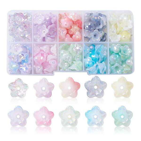 200Pcs 10 Colors Opaque Acrylic Bead Caps