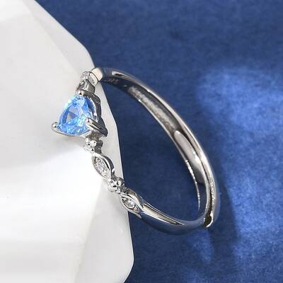 Rhodium Plated 925 Sterling Silver Cubic Zirconia Adjustable Rings