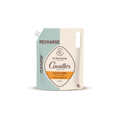 Cavaillès Eco-refill Bath and Shower Gel Milk and Honey Sensitive Skin 1L